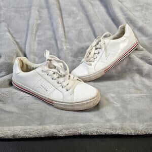 Tommy Hilfiger Mens 8M White Leather Low Top Sneakers Casual Shoes